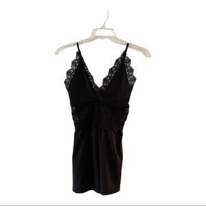 NWT Pretty Little Thing black lace romper size 12